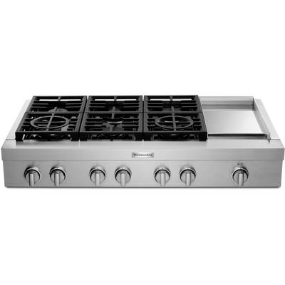 KitchenAid - 48'' 6-Burner Commercial-Style Gas Rangetop with Griddle - KCGC558JSS