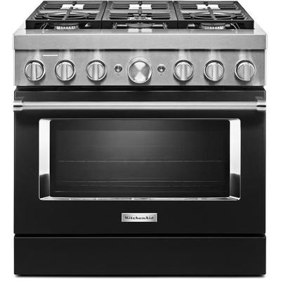 KitchenAid - 36'' Smart Commercial-Style Dual Fuel Range with 6 Burners - KFDC506JBK