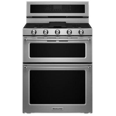 KitchenAid - 30" 5-Burner Dual Fuel Double Oven Convection Range - KFDD500ESS