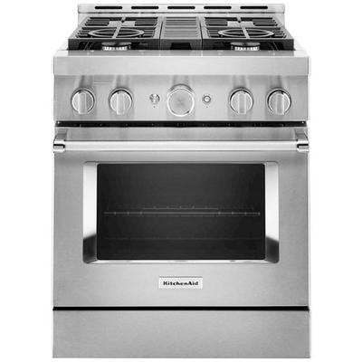 KitchenAid - 30'' Smart Commercial-Style Gas Range with 4 Burners - KFGC500JSS