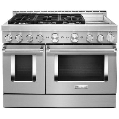 KitchenAid - 48'' Smart Commercial-Style Gas Range with Griddle - KFGC558JSS