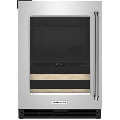 KitchenAid - 24" Beverage Center with Glass Door and Wood-Front Racks - KUBL214KSB
