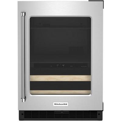 KitchenAid - 24" Beverage Center with Glass Door and Wood-Front Racks - KUBR214KSB