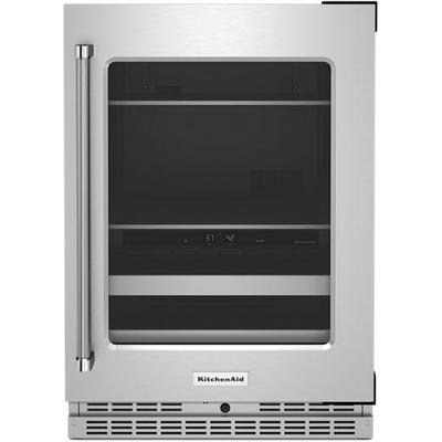 KitchenAid - 24" Beverage Center with Glass Door and Metal-Front Racks - KUBR314KSS