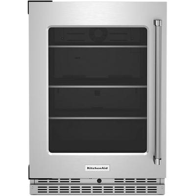 KitchenAid - 24" Undercounter Refrigerator with Glass Door and Shelves with Metallic Accents - KURL314KSS