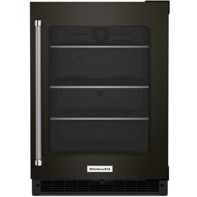 KitchenAid - 24" Undercounter Refrigerator with Glass Door and Shelves with Metallic Accents - KURR314KBS