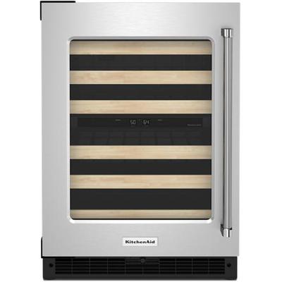 KitchenAid - 24" Undercounter Wine Cellar with Glass Door and Wood-Front Racks - KUWL214KSB