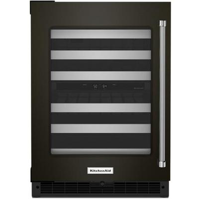 KitchenAid - 24" Undercounter Wine Cellar with Glass Door and Metal-Front Racks - KUWL314KBS