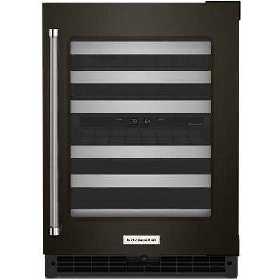 KitchenAid - 24" Undercounter Wine Cellar with Glass Door and Metal-Front Racks - KUWR314KBS