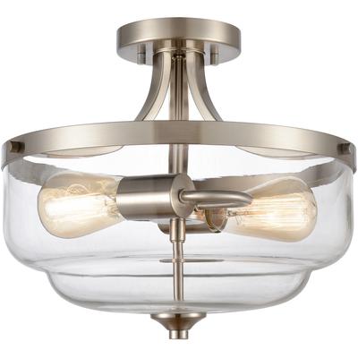 Elk Home - Calistoga 13" 2-Light Semi Flush Mount - Brushed Nickel - CN320282