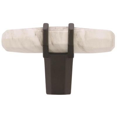 Amerock - Carrione 2-1/2" (64 mm) Length Marble Cabinet Knob - Marble White/Black Bronze - BP36647MWBBR
