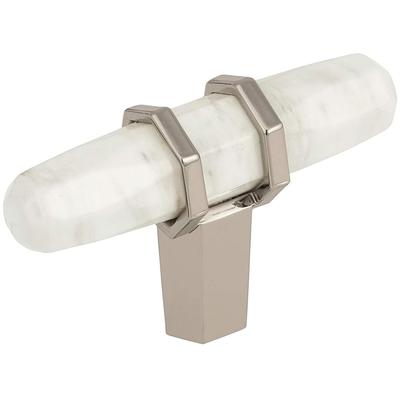 Amerock - Carrione 2-1/2" (64 mm) Length Marble Cabinet Knob - Marble White/Polished Nickel  - BP36647MWPN
