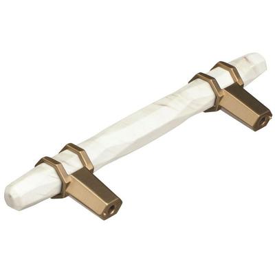 Amerock - Carrione 3-3/4" (96 mm) Center-to-Center Marble Cabinet Pull - Marble White/Golden Champagne  - BP36648MWBBZ