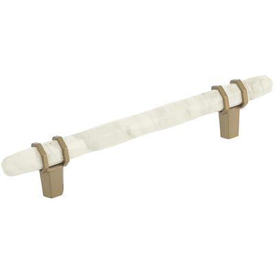Amerock - Carrione 5-1/16" (128 mm) Center-to-Center Marble Cabinet Pull - Marble White/Golden Champagne  - BP36649MWBBZ