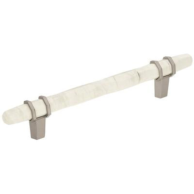 Amerock - Carrione 5-1/16" (128 mm) Center-to-Center Marble Cabinet Pull - Marble White/Satin Nickel  - BP36649MWG10