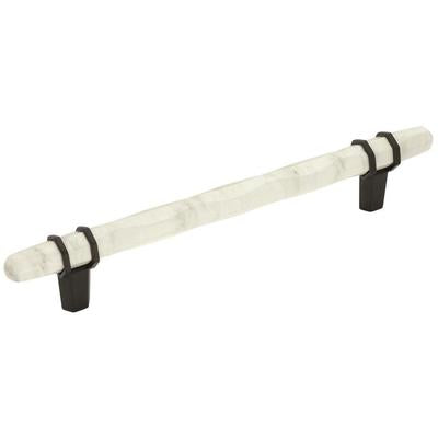 Amerock - Carrione 6-5/16" (160 mm) Center-to-Center Marble Cabinet Pull - Marble White/Black Bronze - BP36650MWBBR