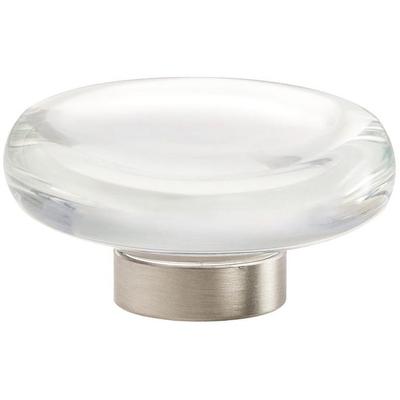 Amerock - Glacio 1-3/4" (44 mm) Diameter Cabinet Knob - Clear/Satin Nickel  - BP36652CG10