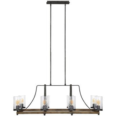 Generation Lighting Designers - Angelo Linear Chandelier - Distressed Weathered Oak/Slate Grey Metal - F3136/8DWK/SGM