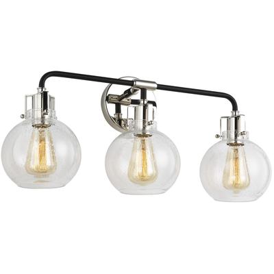 Generation Lighting Designers - Clara 3-Light Vanity Fixture - Polished Nickel/Textured Black - VS24403PN/TXB
