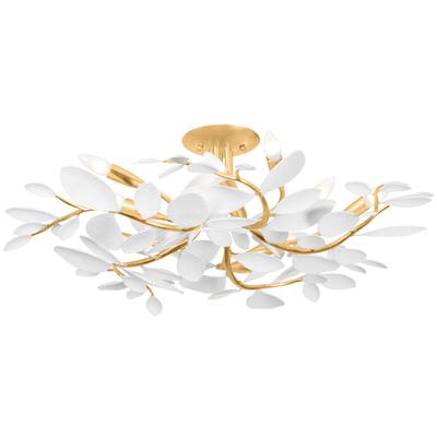 Hudson Valley - Marabec Semi Flush - Vintage Gold Leaf/White Plaster - 2232-VGL/WP