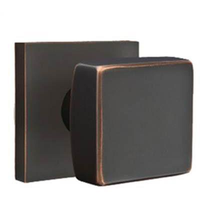 Emtek - Brass Modern Passage Knob Set with Square Knob & Square Rosette - 5110SQU