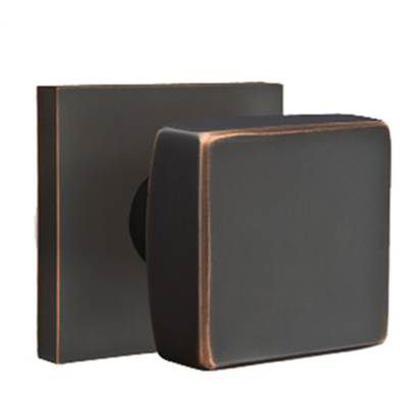 Emtek - Brass Modern Privacy Knob Set with Square Knob & Square Rosette - 5210SQU