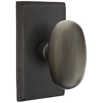 Emtek - Sandcast Bronze Dummy Knob Set with Egg Knob & #4 Rosette - 7050BZEG