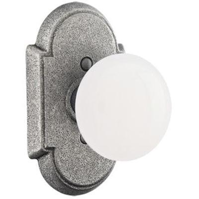 Emtek - Wrought Steel Privacy Knob Set with Madison Ivory Knob & #1 Rosette - 7201MI