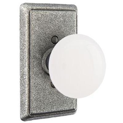 Emtek - Wrought Steel Privacy Knob Set with Madison Ivory Knob & #3 Rosette - 7203MI