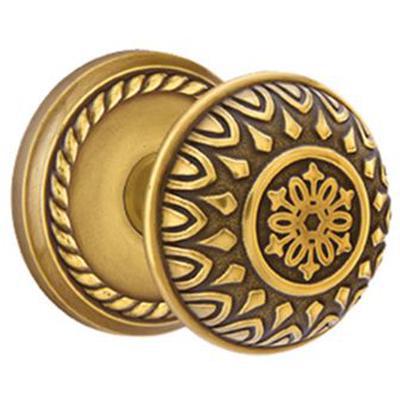 Emtek - Brass Designer Passage Knob Set with Lancaster Knob & Rope Rosette - 8101LN