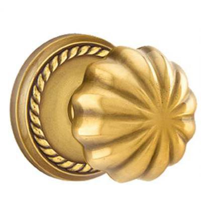 Emtek - Brass Classic Passage Knob Set with Melon Knob & Rope Rosette - 8101MN