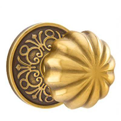 Emtek - Brass Classic Passage Knob Set with Melon Knob & Lancaster Rosette - 8106MN