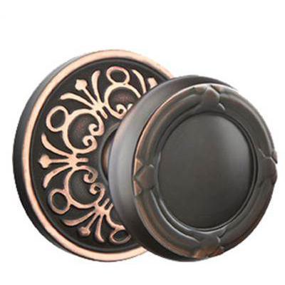 Emtek - Brass Designer Passage Knob Set with Ribbon & Reed Knob & Lancaster Rosette - 8106RBK