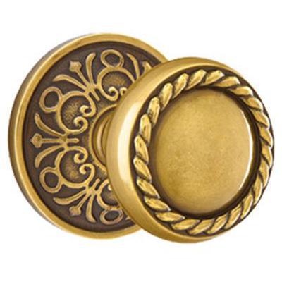 Emtek - Brass Designer Passage Knob Set with Rope Knob & Lancaster Rosette - 8106RK