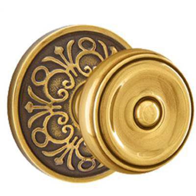 Emtek - Brass Classic Passage Knob Set with Waverly Knob & Lancaster Rosette - 8106W