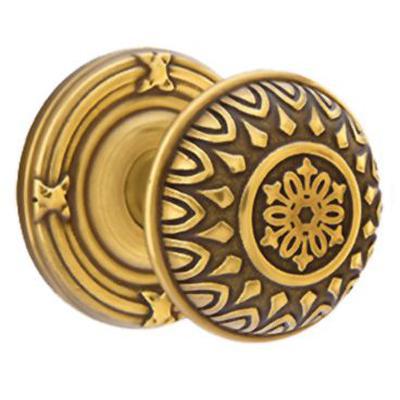 Emtek - Brass Designer Passage Knob Set with Lancaster Knob & Ribbon & Reed Rosette - 8107LN