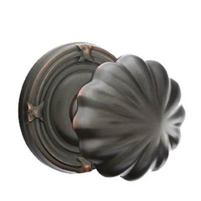 Emtek - Brass Classic Passage Knob Set with Melon Knob & Ribbon & Reed Rosette - 8107MN