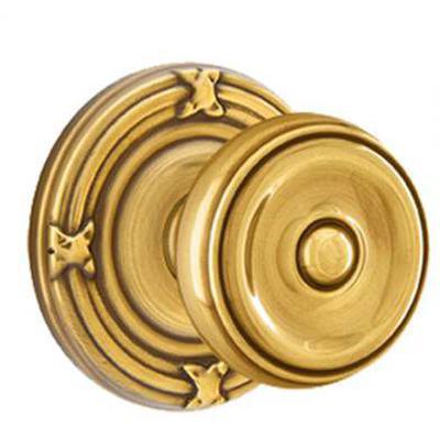 Emtek - Brass Classic Passage Knob Set with Waverly Knob & Ribbon & Reed Rosette - 8107W