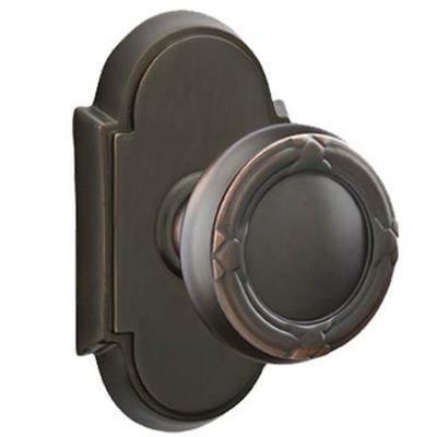 Emtek - Brass Designer Passage Knob Set with Ribbon & Reed Knob & #8 Rosette - 8108RBK