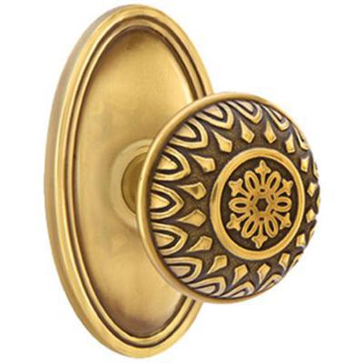 Emtek - Brass Designer Passage Knob Set with Lancaster Knob & Oval Rosette - 8120LN