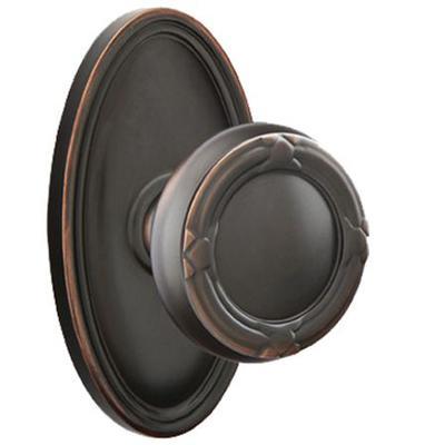 Emtek - Brass Designer Passage Knob Set with Ribbon & Reed Knob & Oval Rosette - 8120RBK