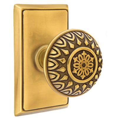 Emtek - Brass Designer Passage Knob Set with Lancaster Knob & Rectangular Rosette - 8121LN