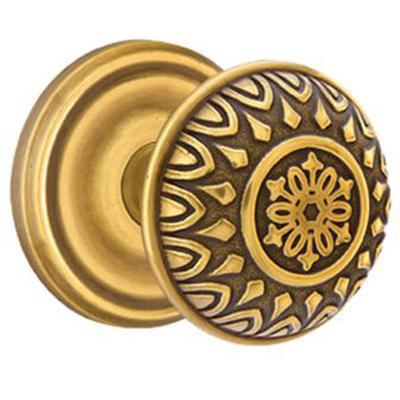 Emtek - Brass Designer Privacy Knob Set with Lancaster Knob & Regular Rosette - 8200LN