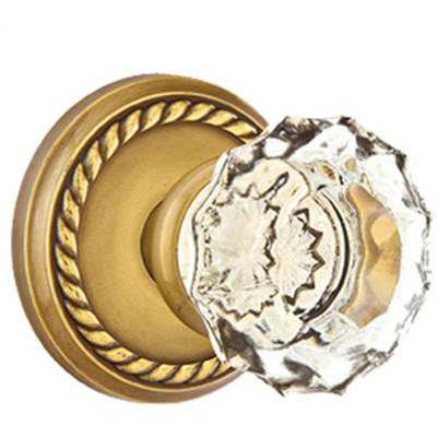 Emtek - Crystal Privacy Knob Set with Astoria Clear Knob & Rope Rosette - 8201AS