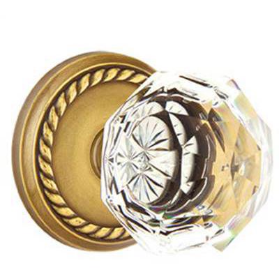 Emtek - Crystal Privacy Knob Set with Diamond Crystal Knob & Rope Rosette - 8201CK