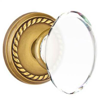 Emtek - Crystal Privacy Knob Set with Hampton Knob & Rope Rosette - 8201HT