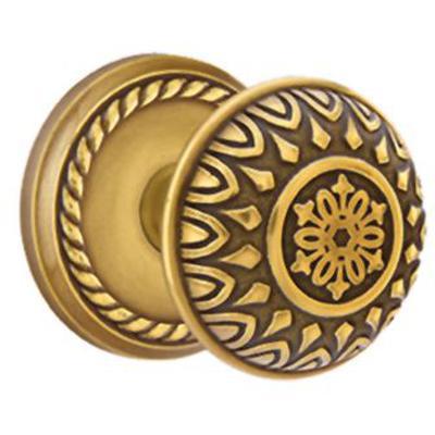Emtek - Brass Designer Privacy Knob Set with Lancaster Knob & Rope Rosette - 8201LN