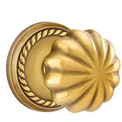 Emtek - Brass Classic Privacy Knob Set with Melon Knob & Rope Rosette - 8201MN
