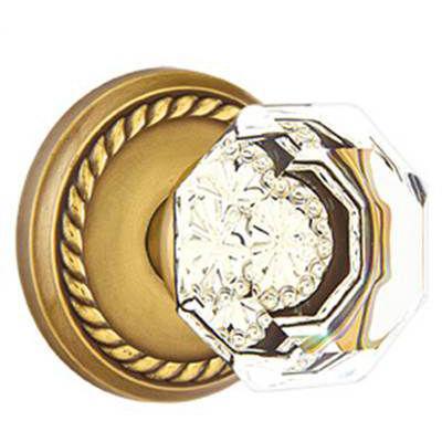 Emtek - Crystal Privacy Knob Set with Old Town Clear Knob & Rope Rosette - 8201OT