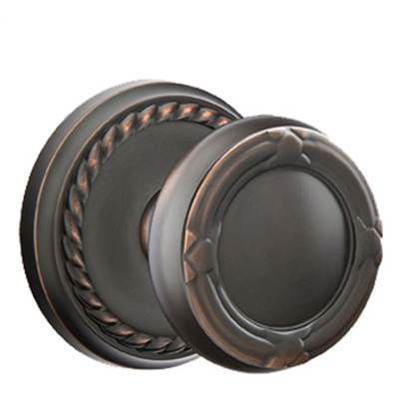 Emtek - Brass Designer Privacy Knob Set with Ribbon & Reed Knob & Rope Rosette - 8201RBK